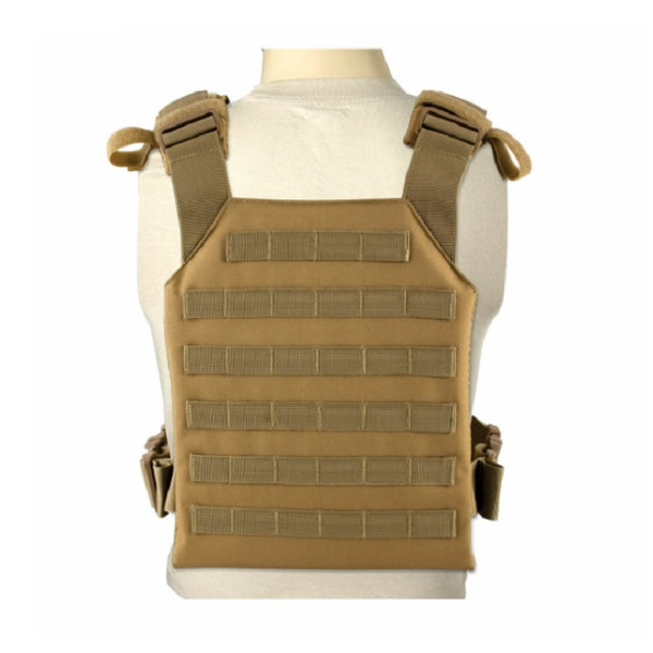 Lightweight MOLLE body armor plate carrier in tan