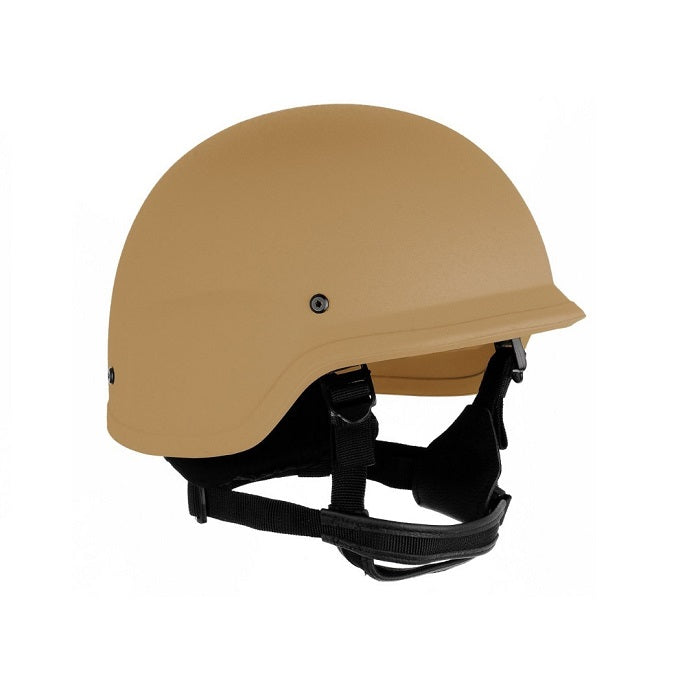 PASGT helmet in tan.  Robust battle proven helmet design NIJ IIIA